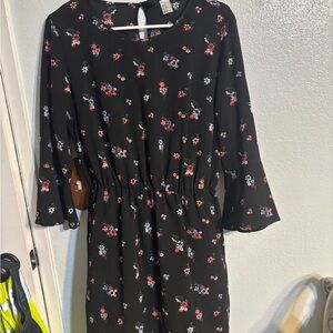 H&M Black Dress with Floral Accents